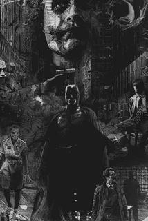 创意动漫电影人物蝙蝠侠和小丑的海报手机壁纸